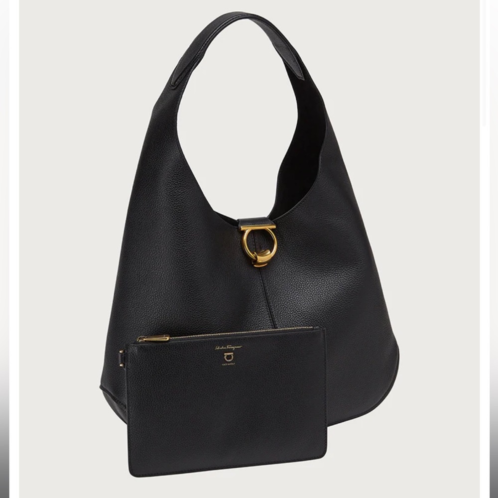 Ferragamo Gancini Hobo Bag - Black